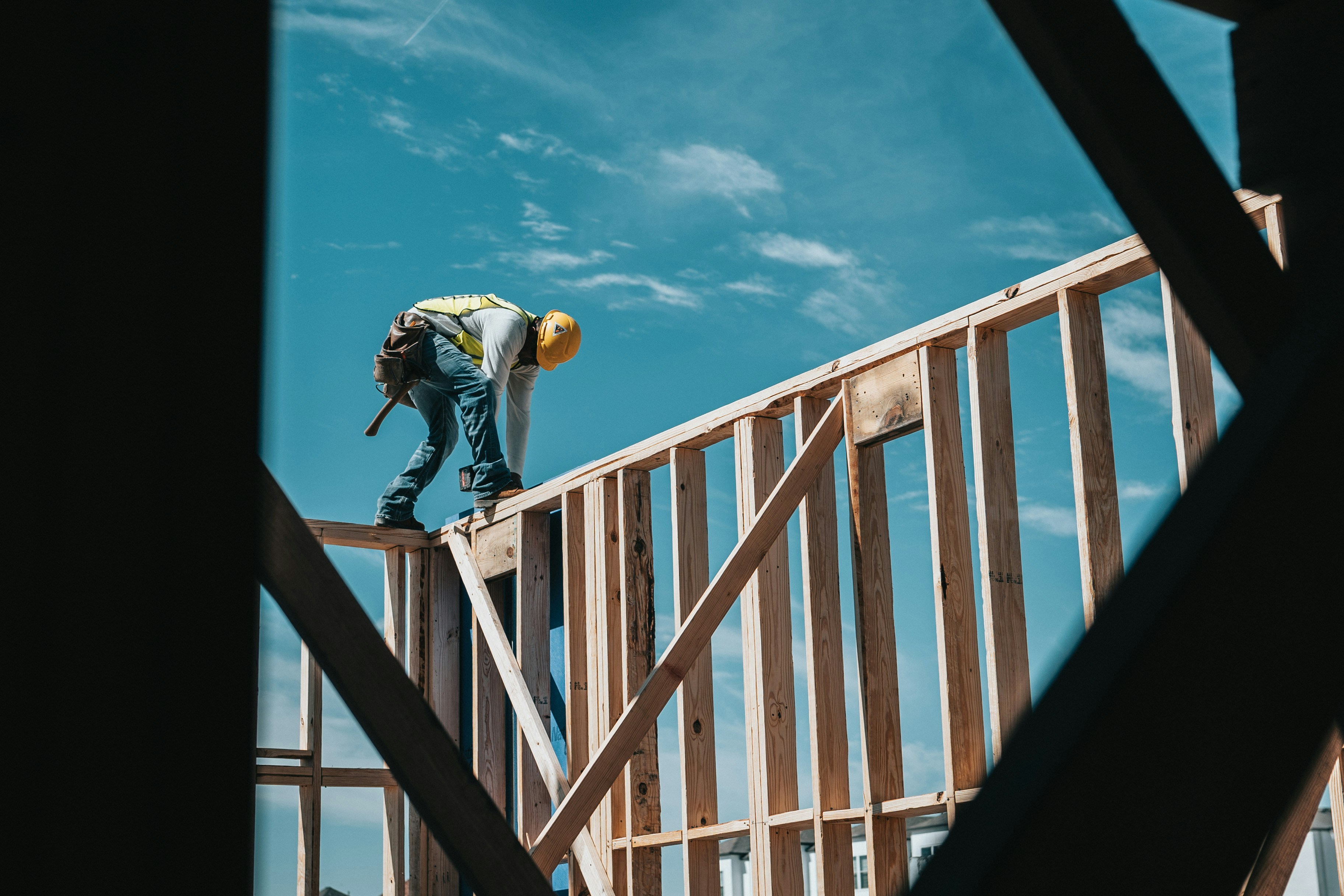 Contractor working on interior build-out